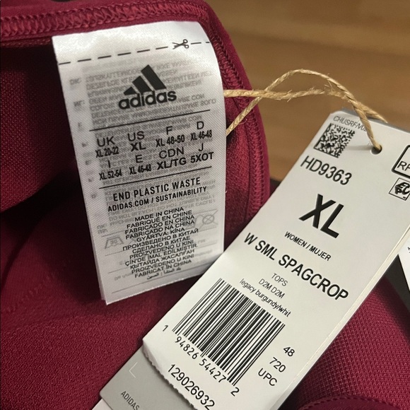 Adidas Maroon and White Aeroknit Seamless Crop Top - Picture 5 of 5